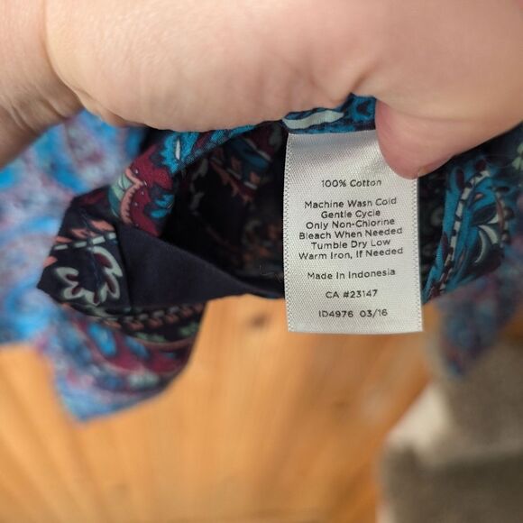 Talbots Paisley Boho Button Down Cotton Shirt Size X - Picture 4 of 8